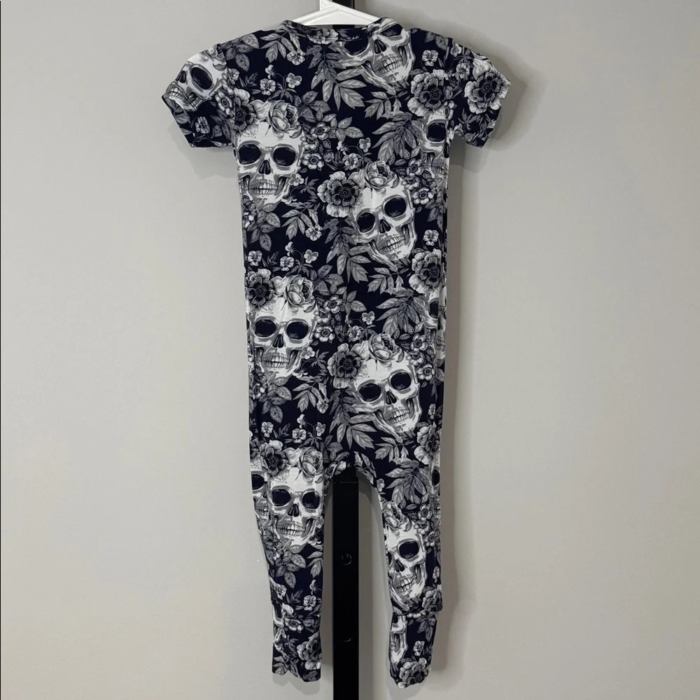 Little Bum Bums Floral Skull Print Bamboo Zippy Romper 9-12 Months EUC